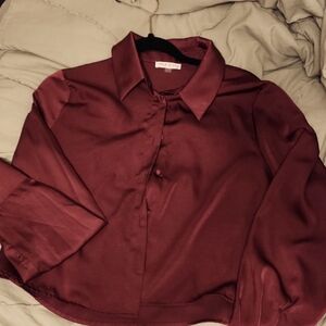 Elegant Burgundy Cropped Blouse